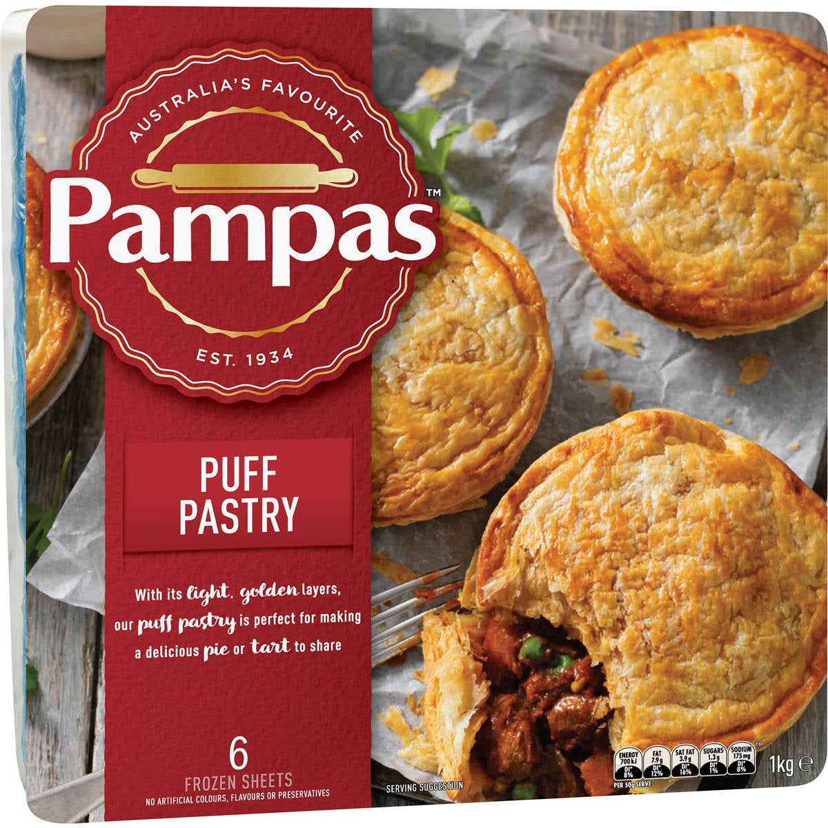 Pampas Puff Pastry 6 Sheets 1kg