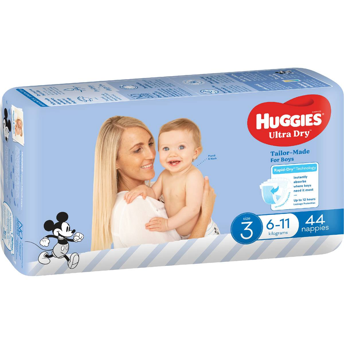 Huggies Ultra Dry Nappies for Boys Size 3 44pk