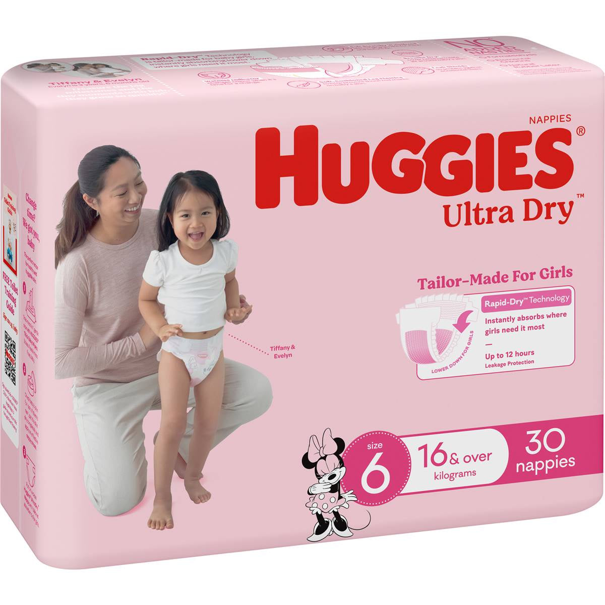 Huggies Ultra Dry Nappies for Girls Size 6 30pk