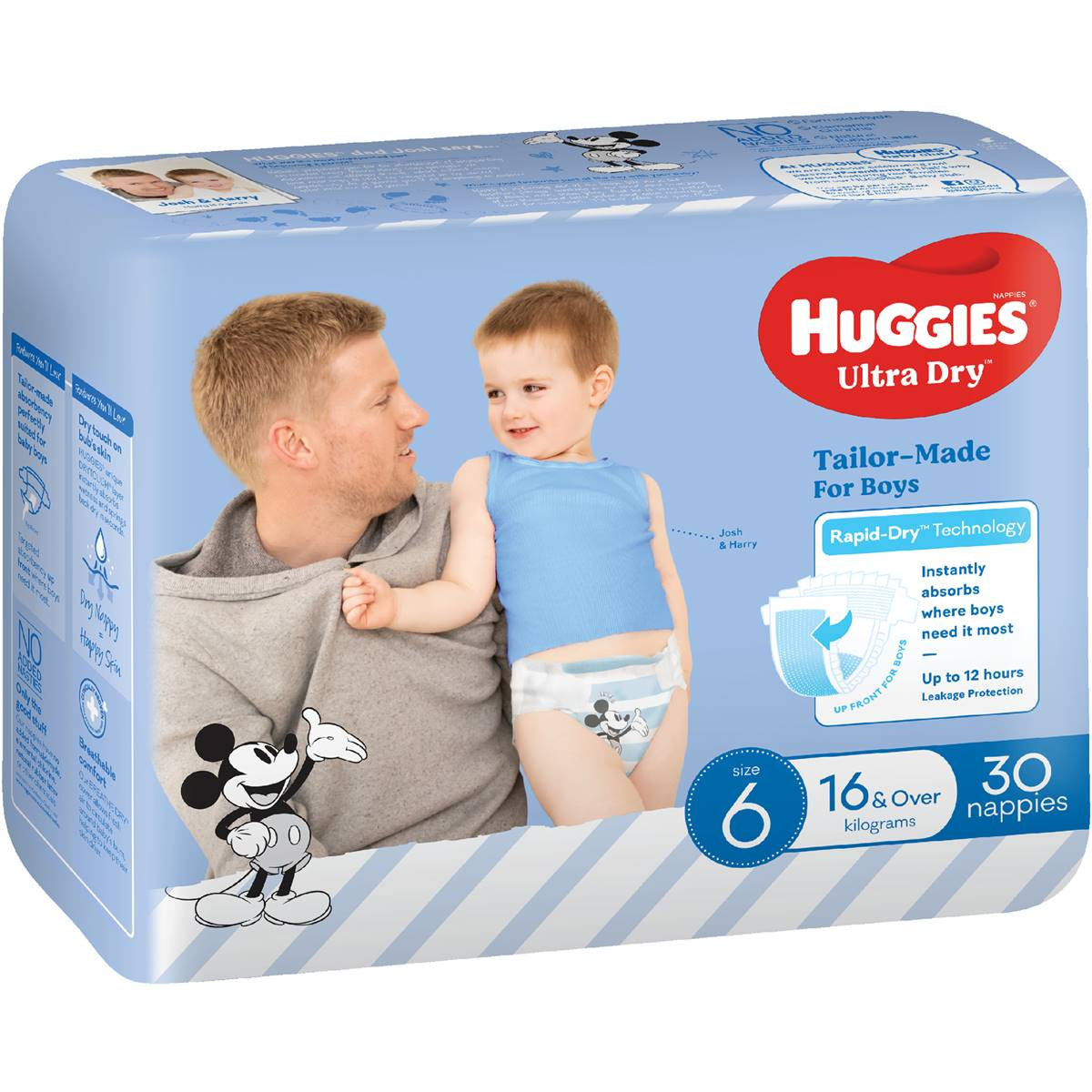 Huggies Ultra Dry Nappies for Boys Size 6 30pk