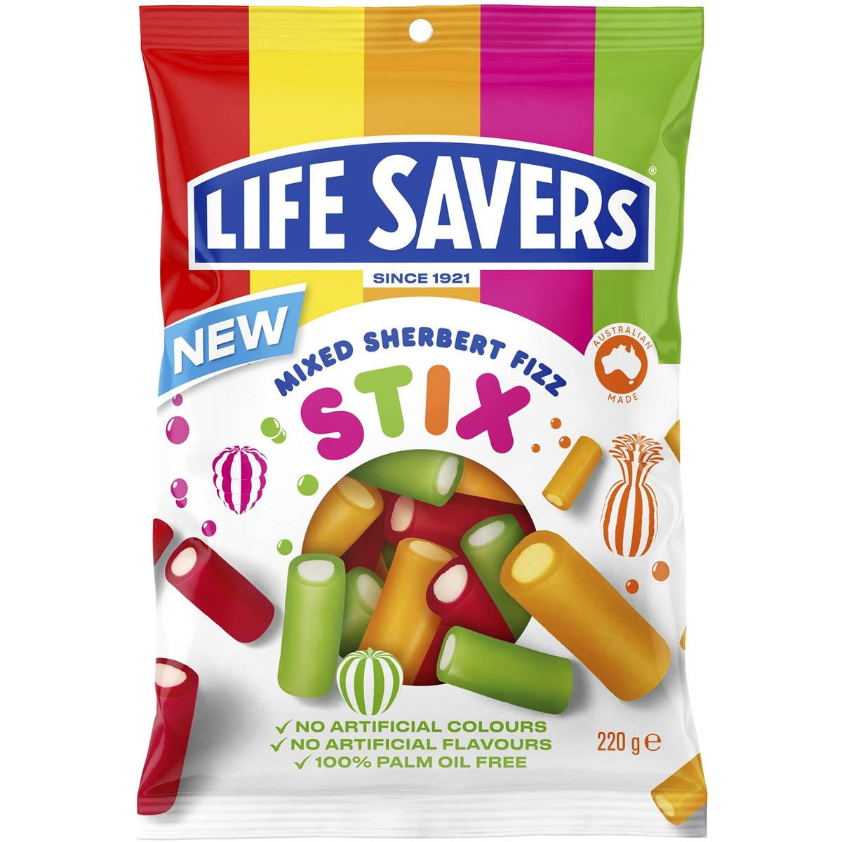 Lifesavers Mixed Sherbert Fizz Stix 220g