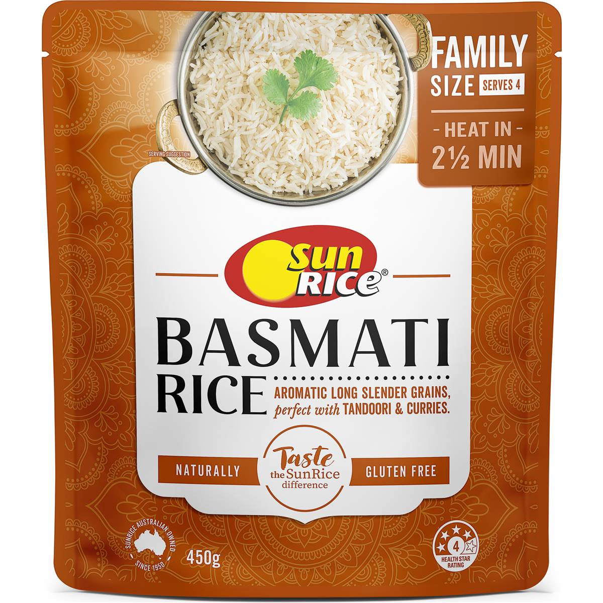 Sunrice Microwave Basmati Rice Pouch 450g