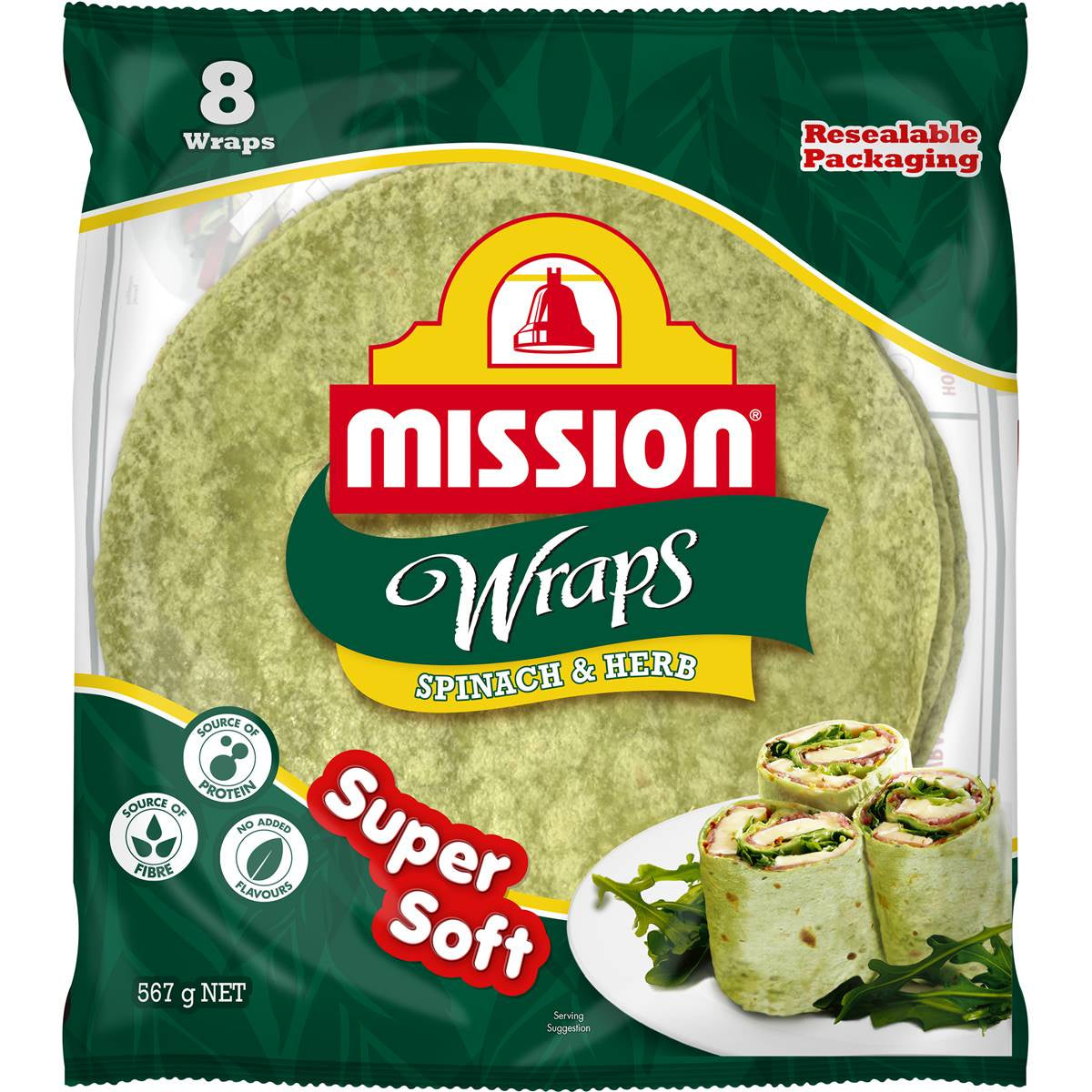 Mission Wraps Spinach & Herb 567g 8pk