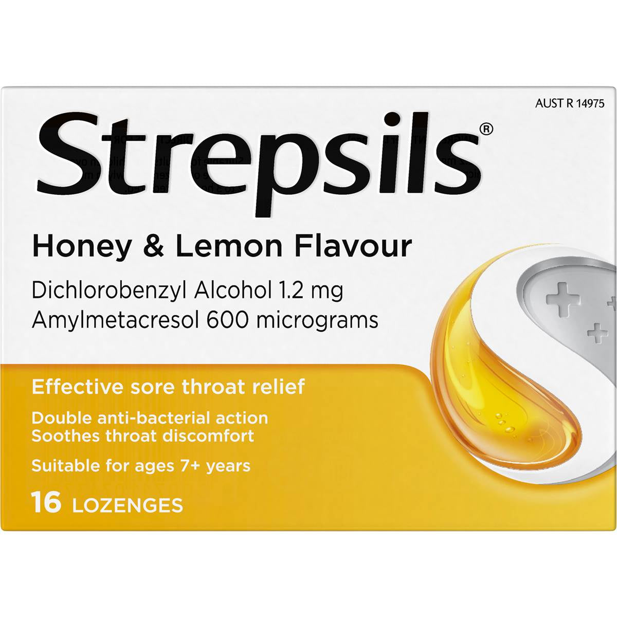 Strepsils Throat Lozenge Honey & Lemon 16 Pack