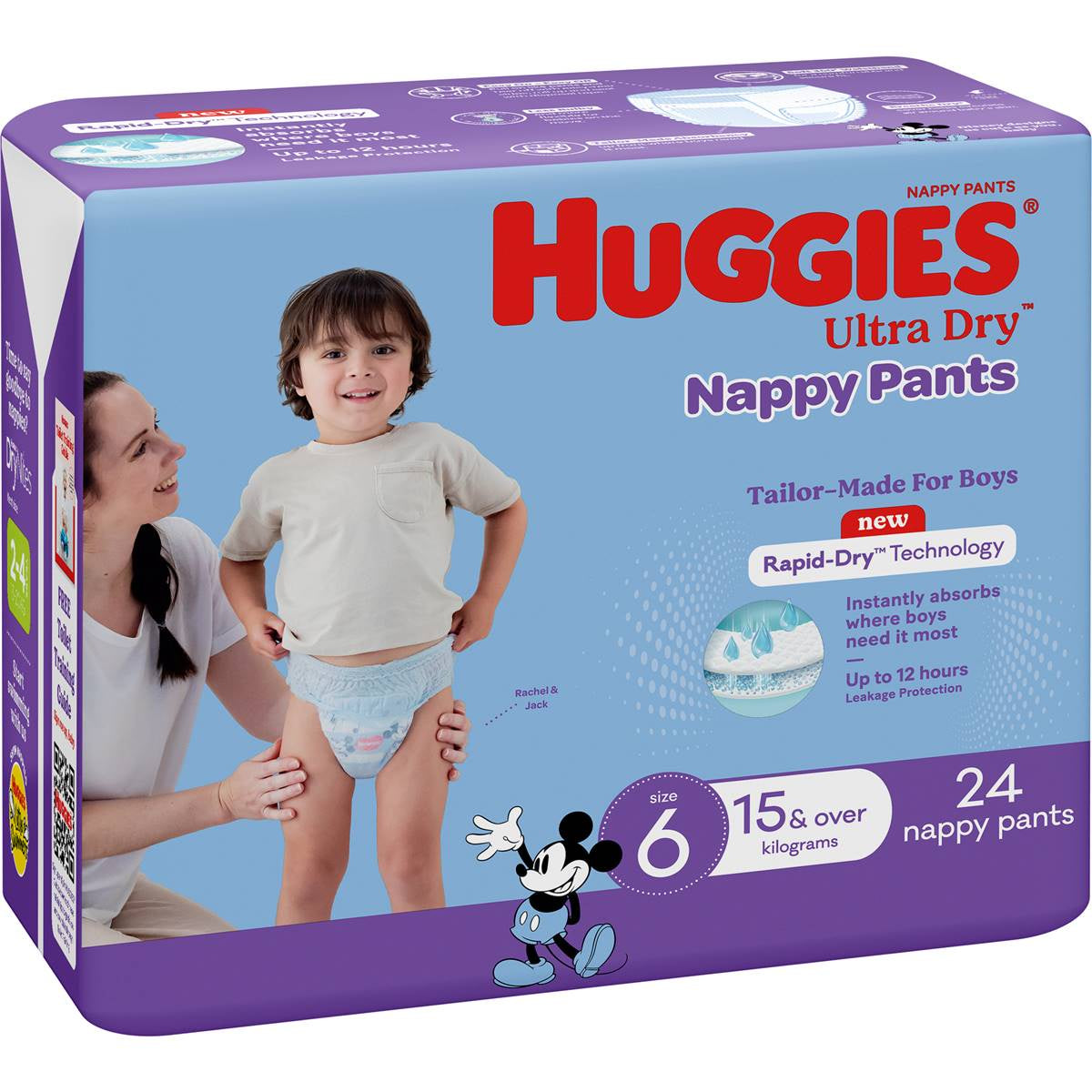 Huggies Ultra Dry Nappy Pants for Boys Size 6 24pk