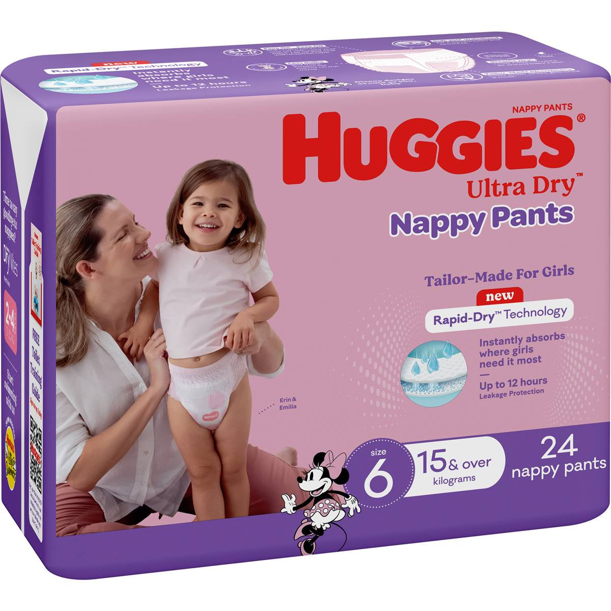 Huggies Ultra Dry Nappy Pants for Girls Size 6 24pk