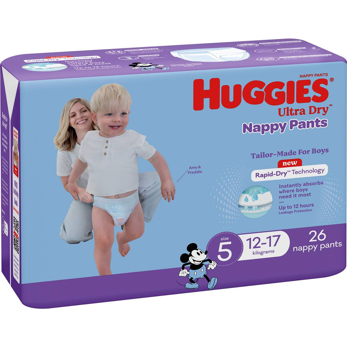 Huggies Ultra Dry Nappy Pants for Boys Size 5 26pk