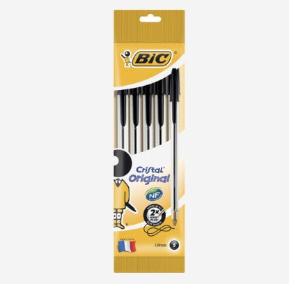 Bic Crystal Black Pens 5pk