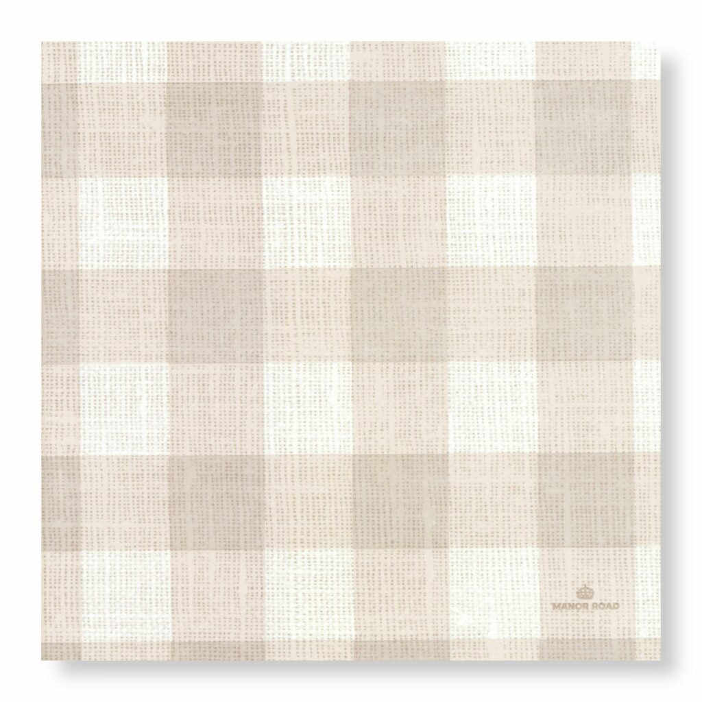 Linen Gingham Natural Napkins Dinner 20Pk