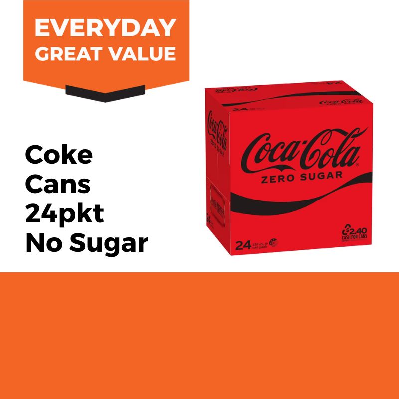 Coca Cola Coke No Sugar Carton 375mL 24pk