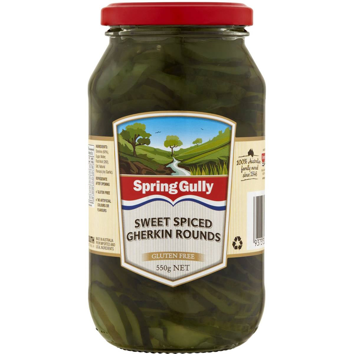 Spring Gully Sweet Spiced Gherkin Rounds 550g