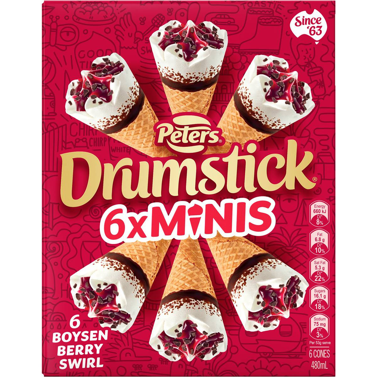 Peters Drumstick Minis Boysenberry Swirl 6pk