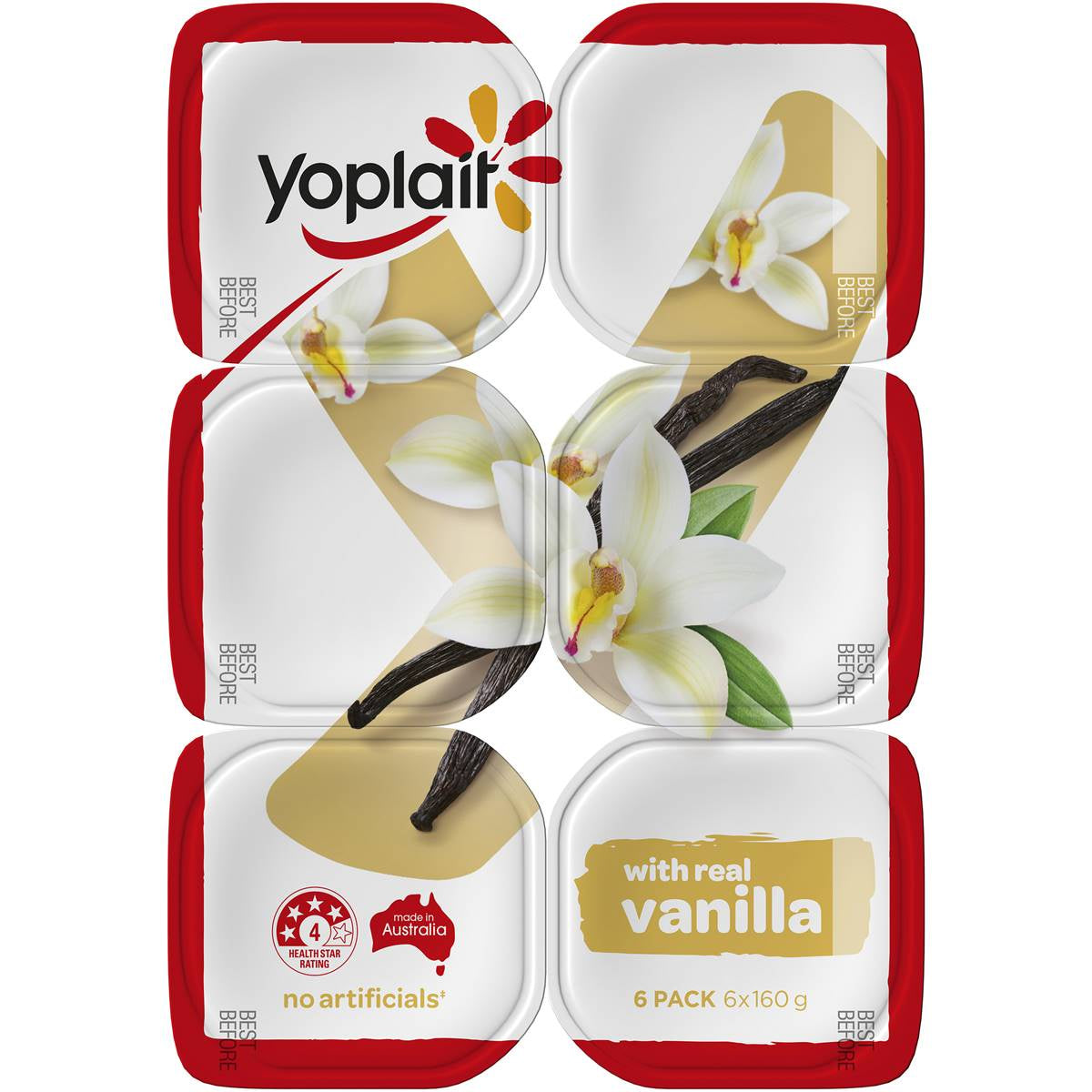 Yoplait Yoghurt Vanilla 160g 6pk