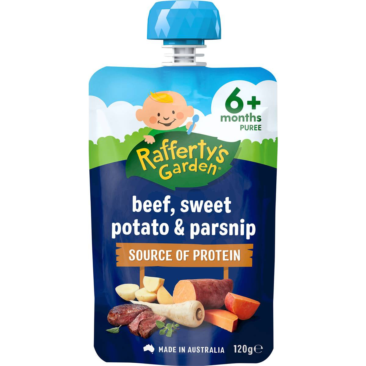 Rafferty's Garden Beef, Sweet Potato & Parsnip 6M 120g