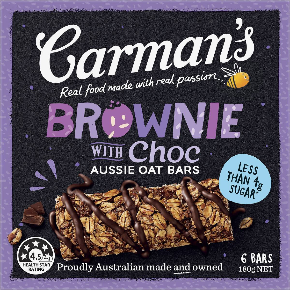 Carman's Brownie with Choc Aussie Oat Bars 6pk 180g