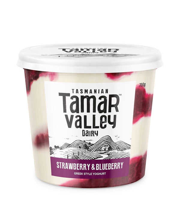 Tamar Valley Greek Style Yoghurt Strawberry & Blueberry 700g