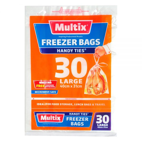 Multix Handy Ties Freezer Bags Large 30pk