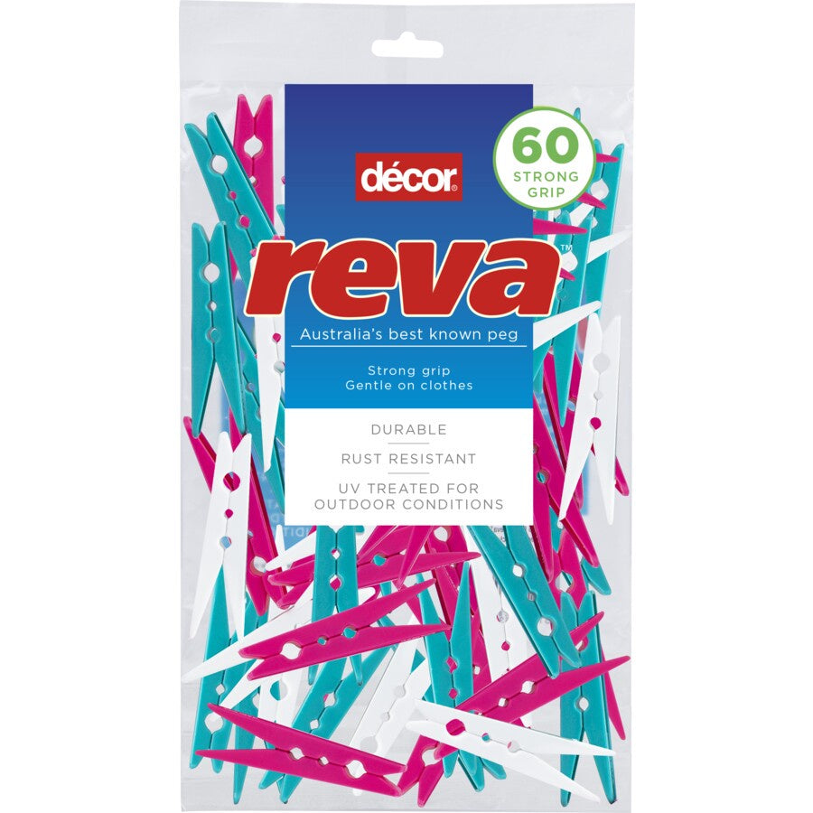 Reva Clothes Pegs Strong Grip 60pk