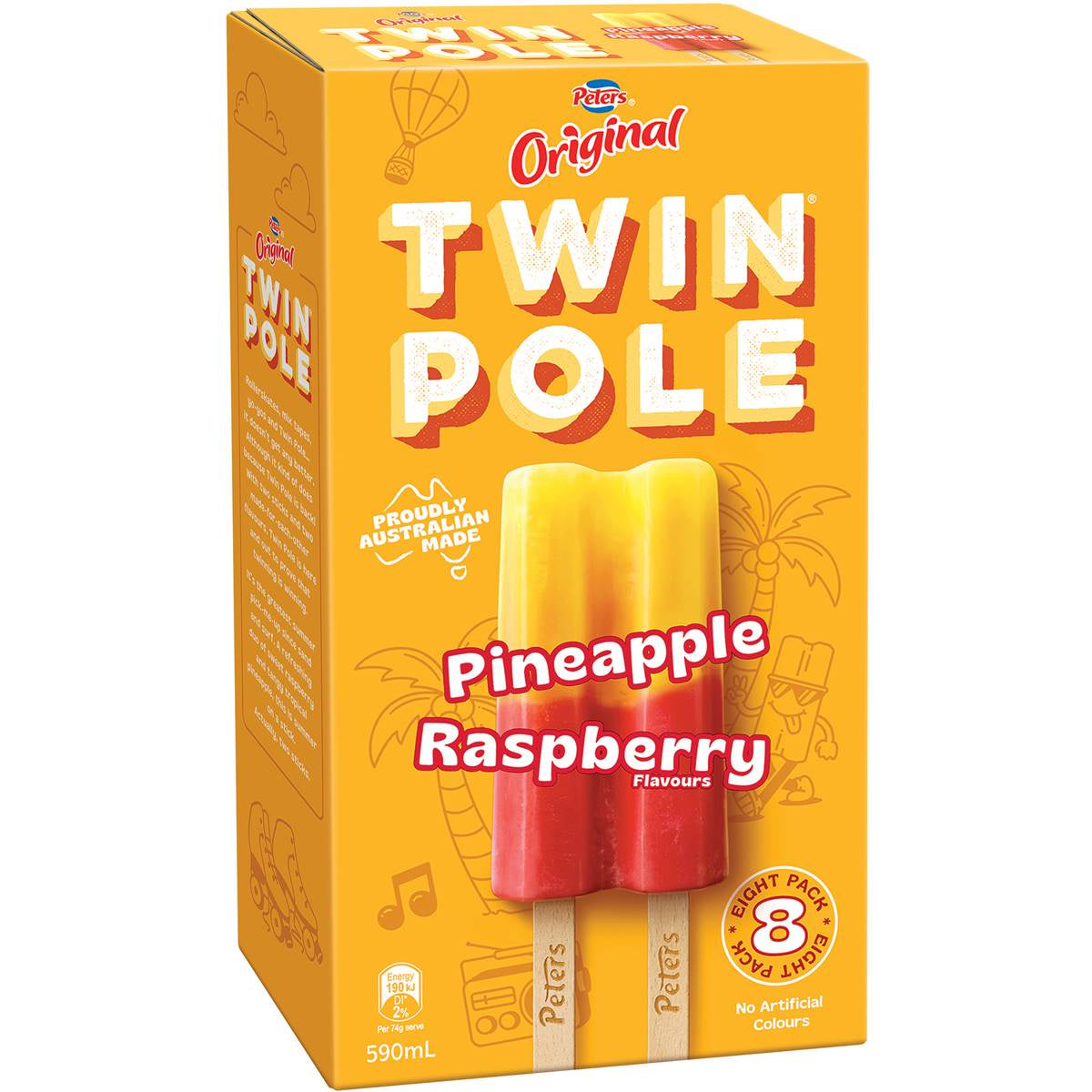 Peters Original Twin Pole Pineapple & Raspberry 8pk