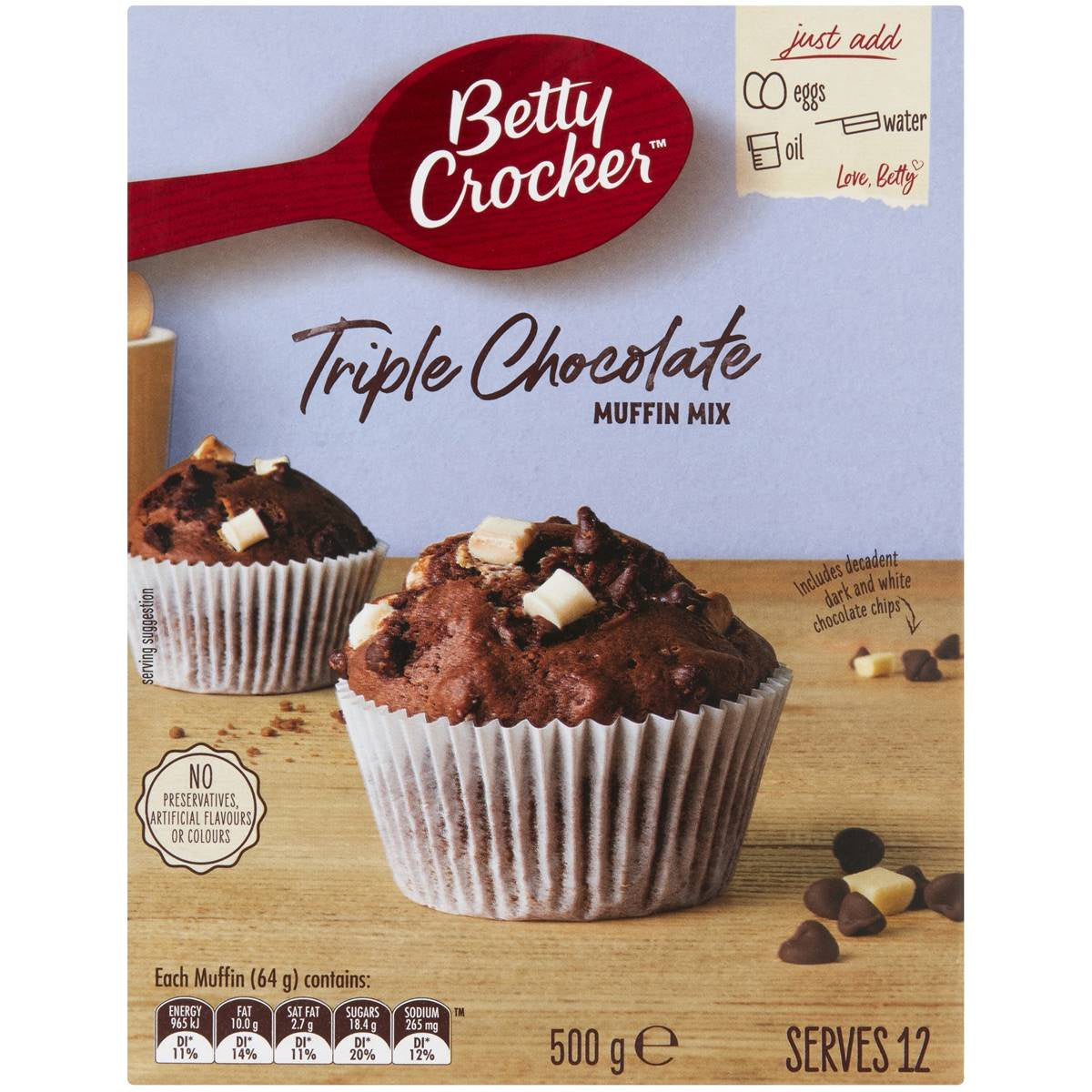 Betty Crocker Triple Chocolate Muffin Mix 500g