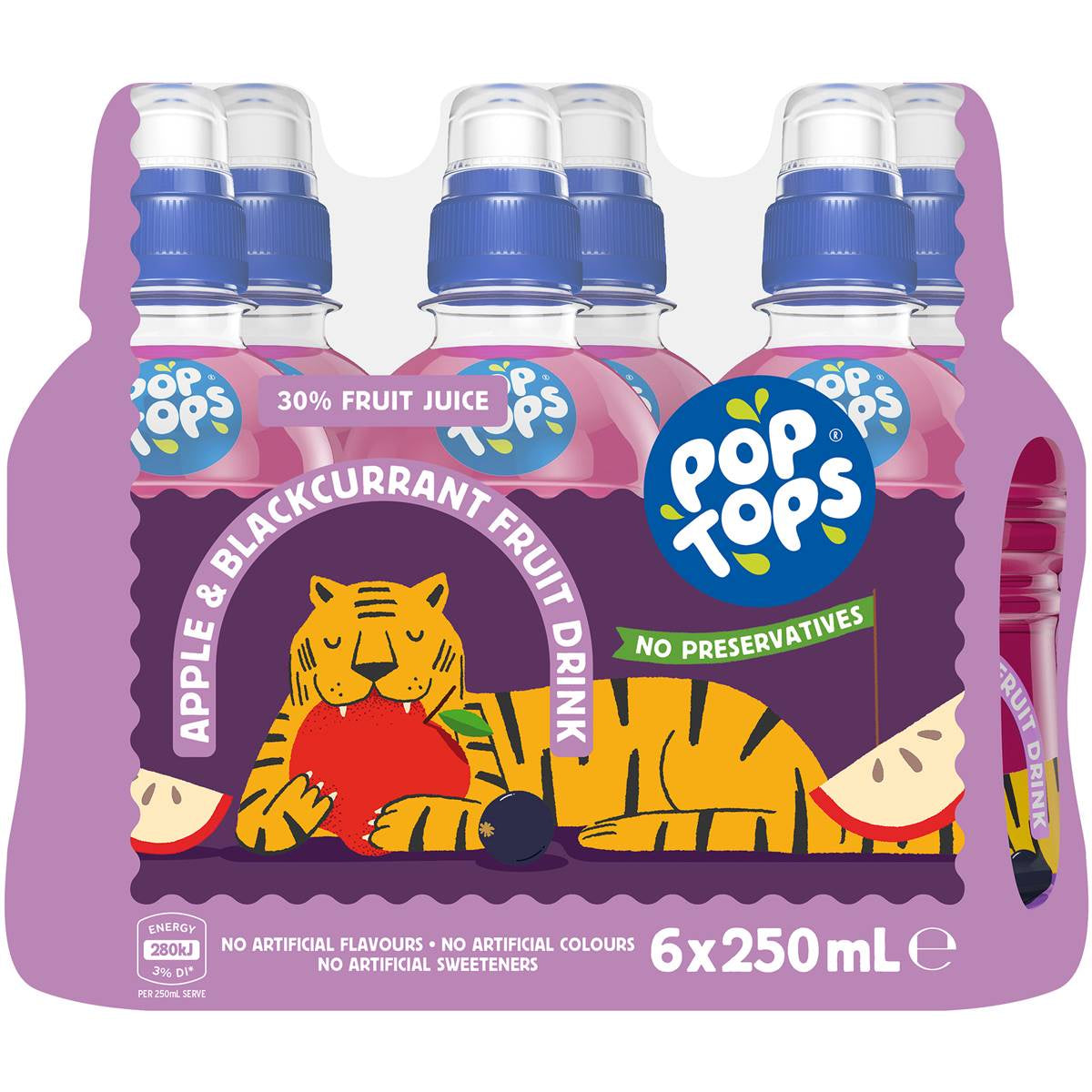 Pop Top Fruit Drink Apple Blackcurrant 250mL 6pk