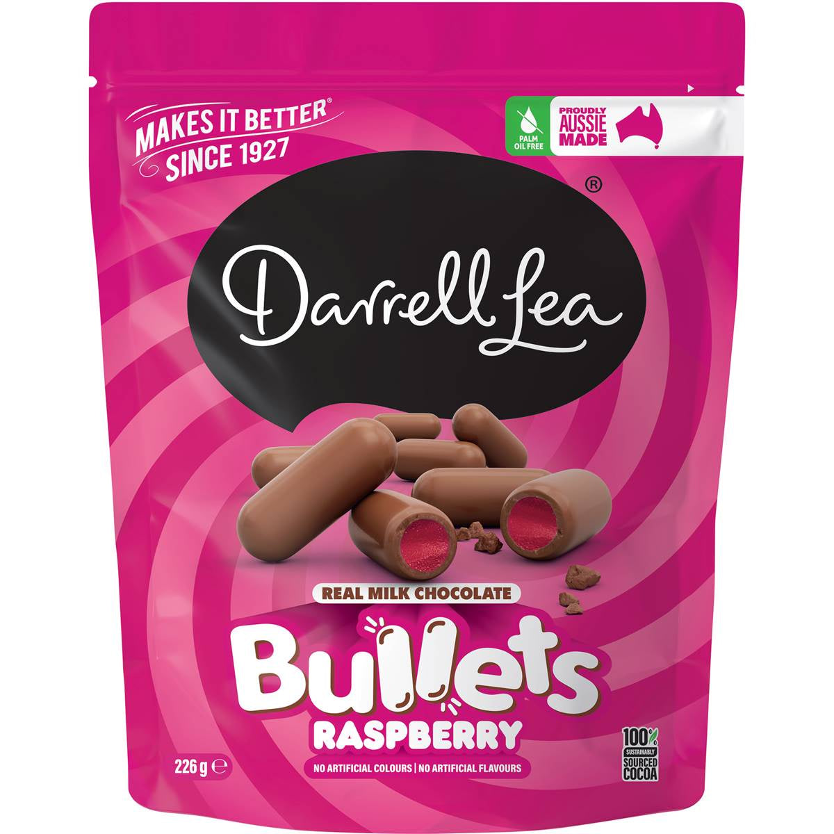 Darrell Lea Chocolate Bullets Raspberry 226g