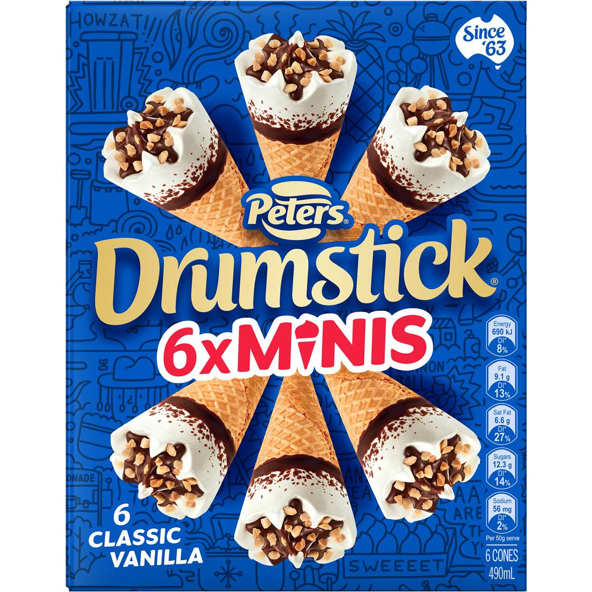 Peters Drumstick Minis Classic Vanilla 6pk