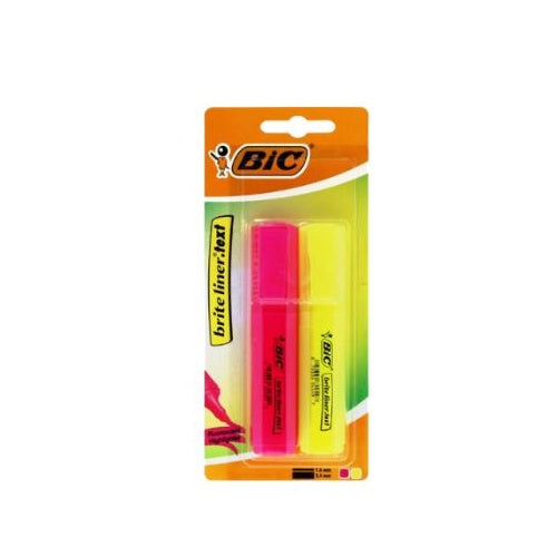 Bic Briteliner Yellow and Pink 2pk