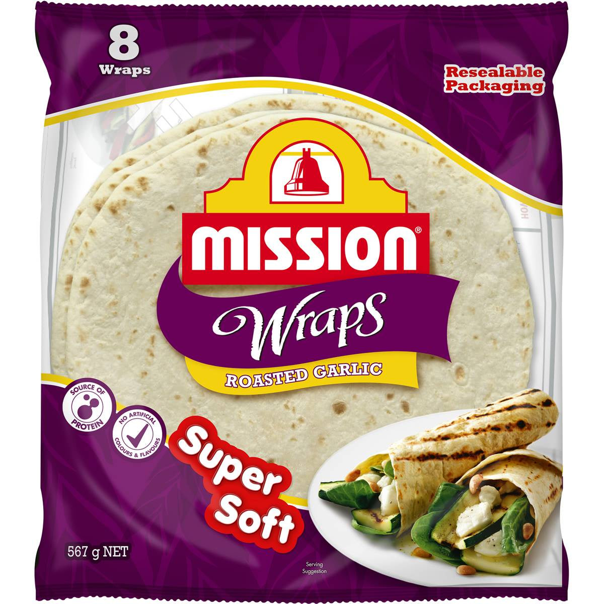 Mission Wraps Roasted Garlic 567g 8pk