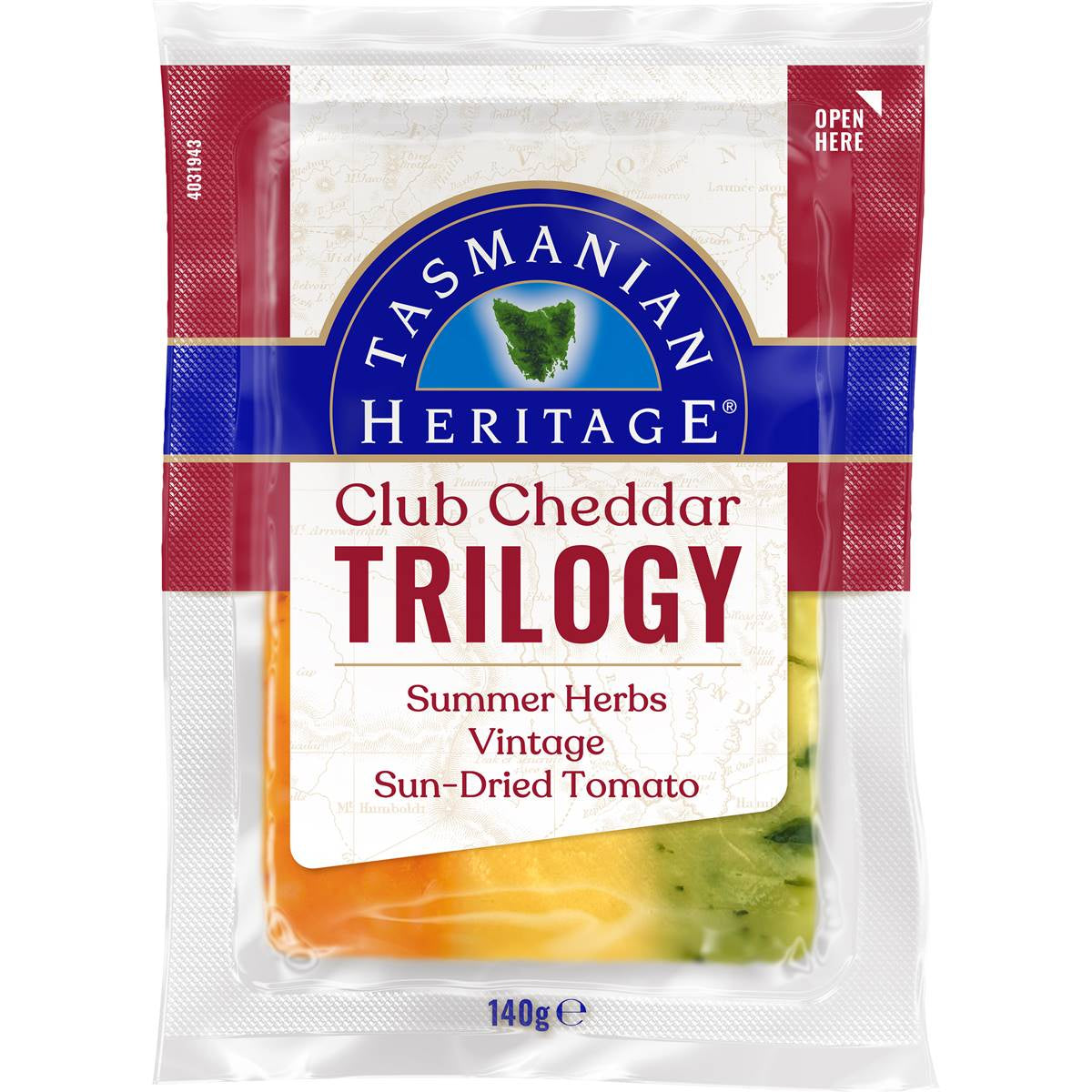 Tasmanian Heritage Club Cheddar Trilogy Summer Herbs Vintage Sun Dried Tomato 140g