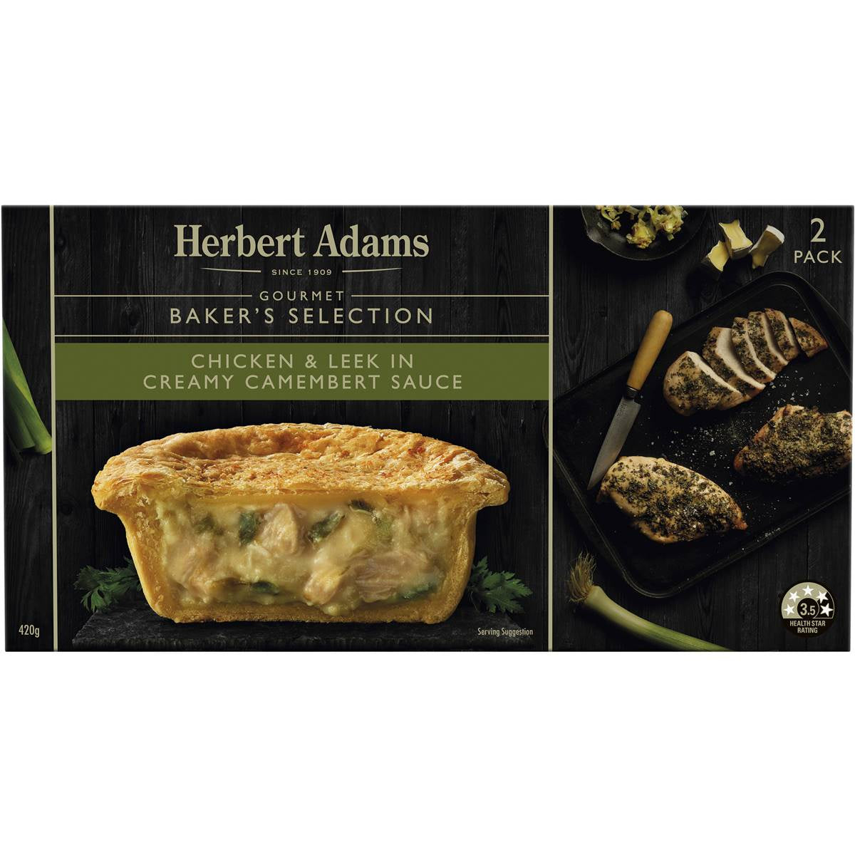 Herbert Adams Chicken & Leek Pies 2pk