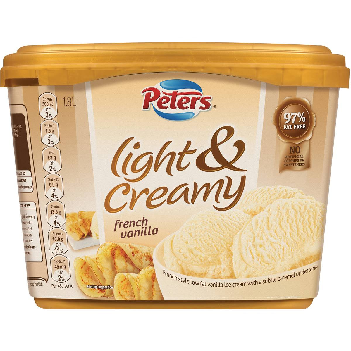 Peters Light & Creamy French Vanilla Ice Cream 2L