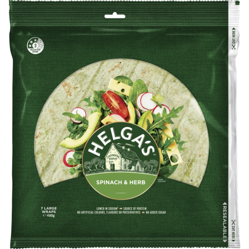 Helga's Spinach & Herb Wrap 7pk