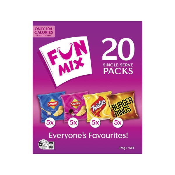 Smith's Potato Chips Fun Mix Multipack Variety 20pk 375g