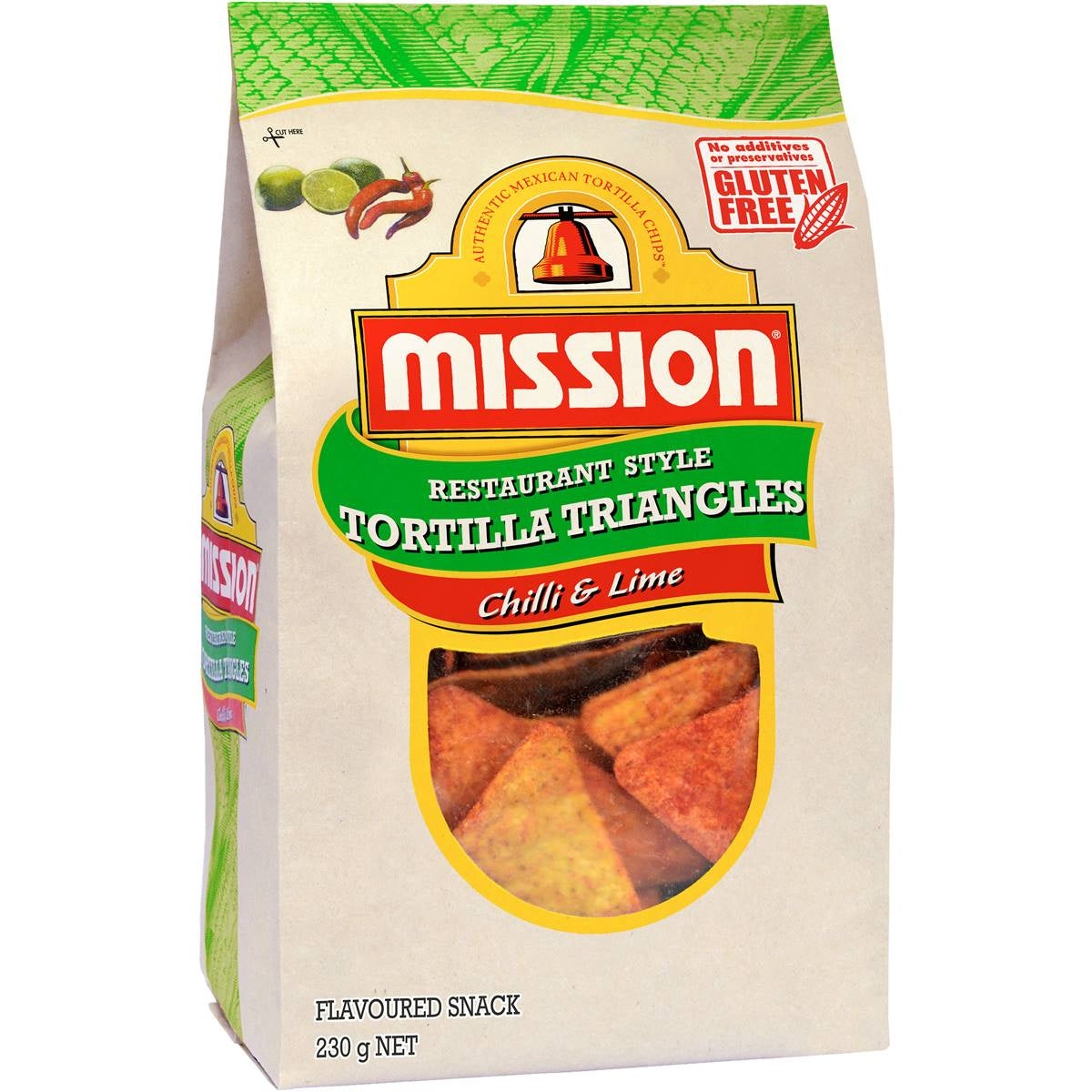 Mission Tortilla Triangles Chilli & Lime 230g