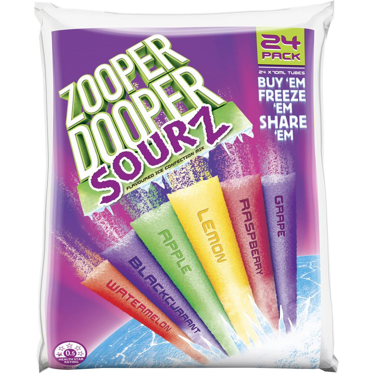 Zooper Dooper Water Ice Sourz 24pk