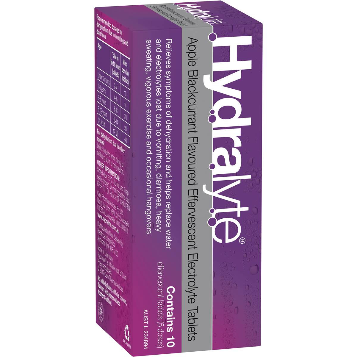 Hydralyte Apple Blackcurrant Electrolyte Tablets 10pk