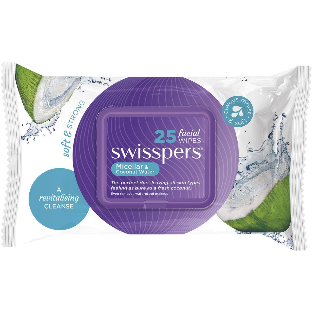 Swisspers Micellar & Coconut Water Facial Wipes 25pk