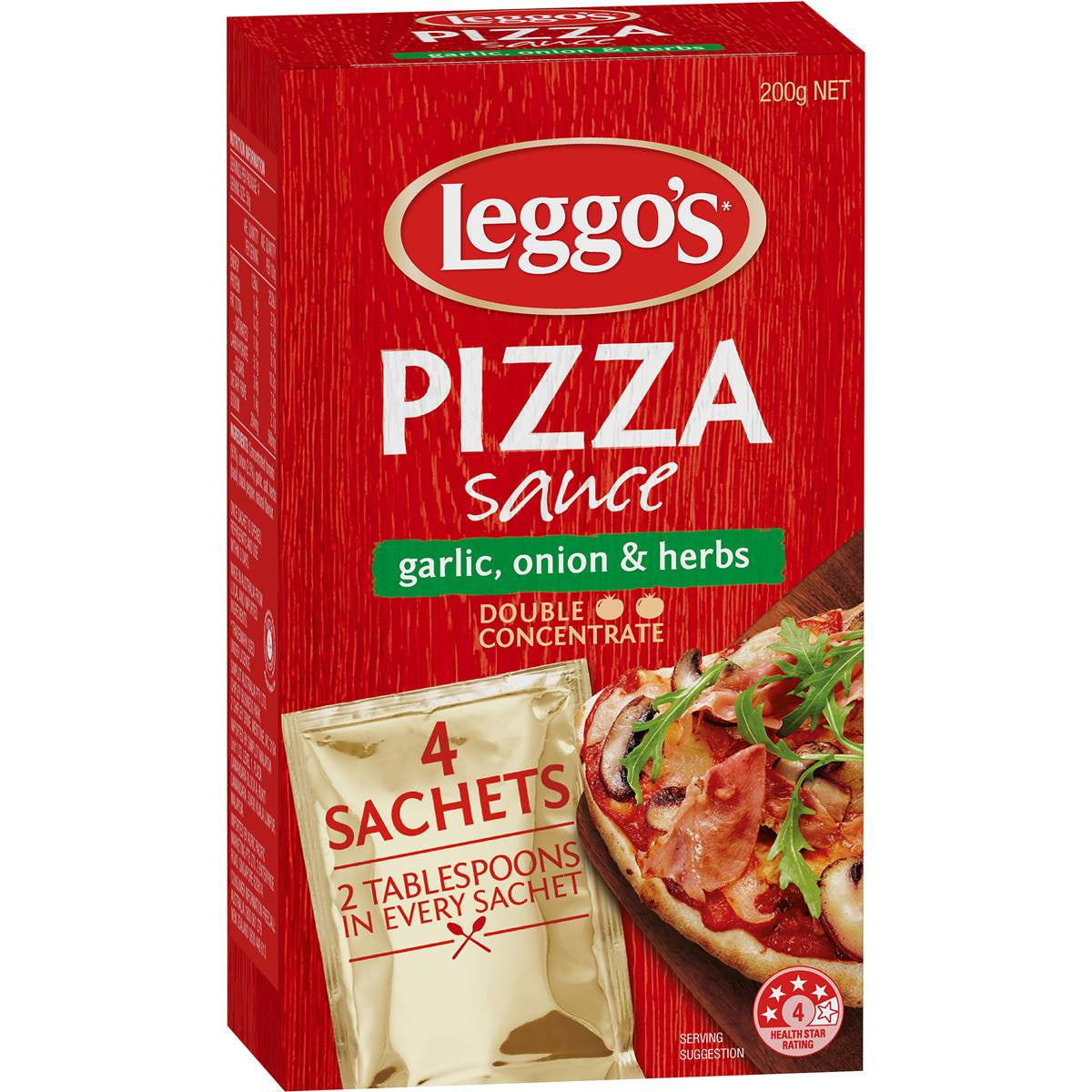 Leggo's Pizza Sauce Garlic Onion & Herbs 4 Sachets 200g