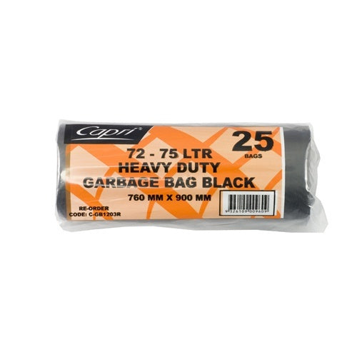 Black Bin Liners Rolls 72L 25pk