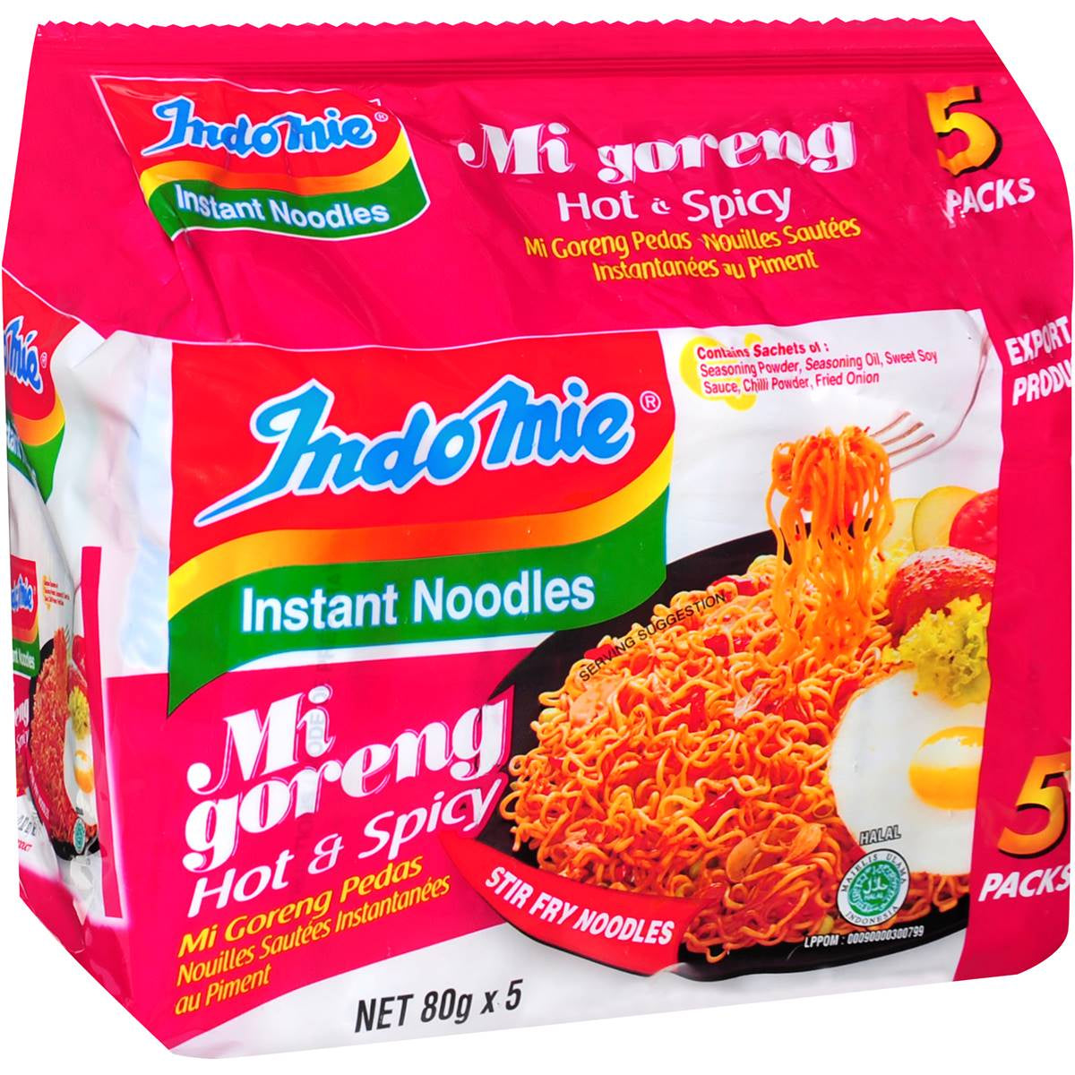 Indomie Mie Goreng  Hot & Spicy  Instant Noodles 5pk 400g