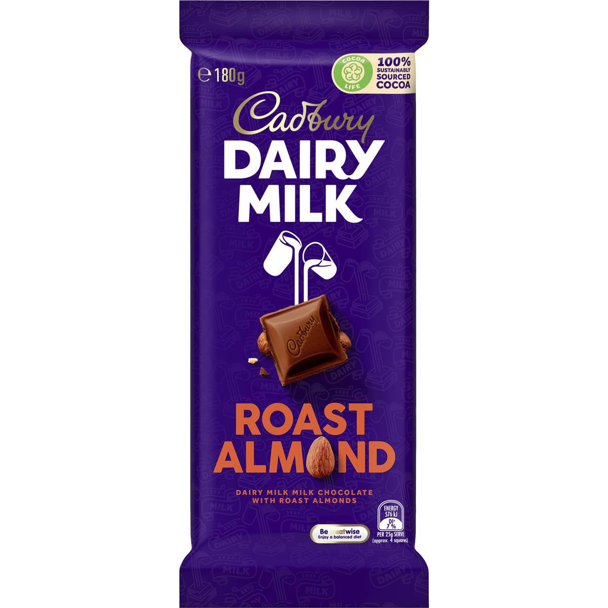 Cadbury Dairy Milk Roast Almond Chocolate Bar 180g