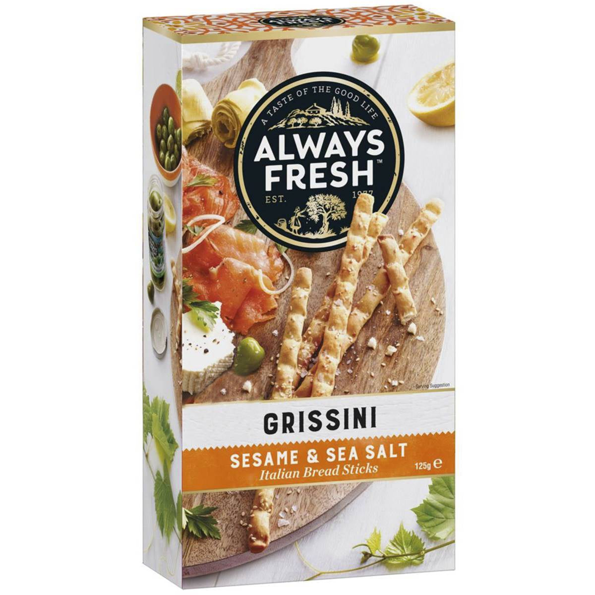 Always Fresh Grissini Sticks Seasame and Sea Salt 125g