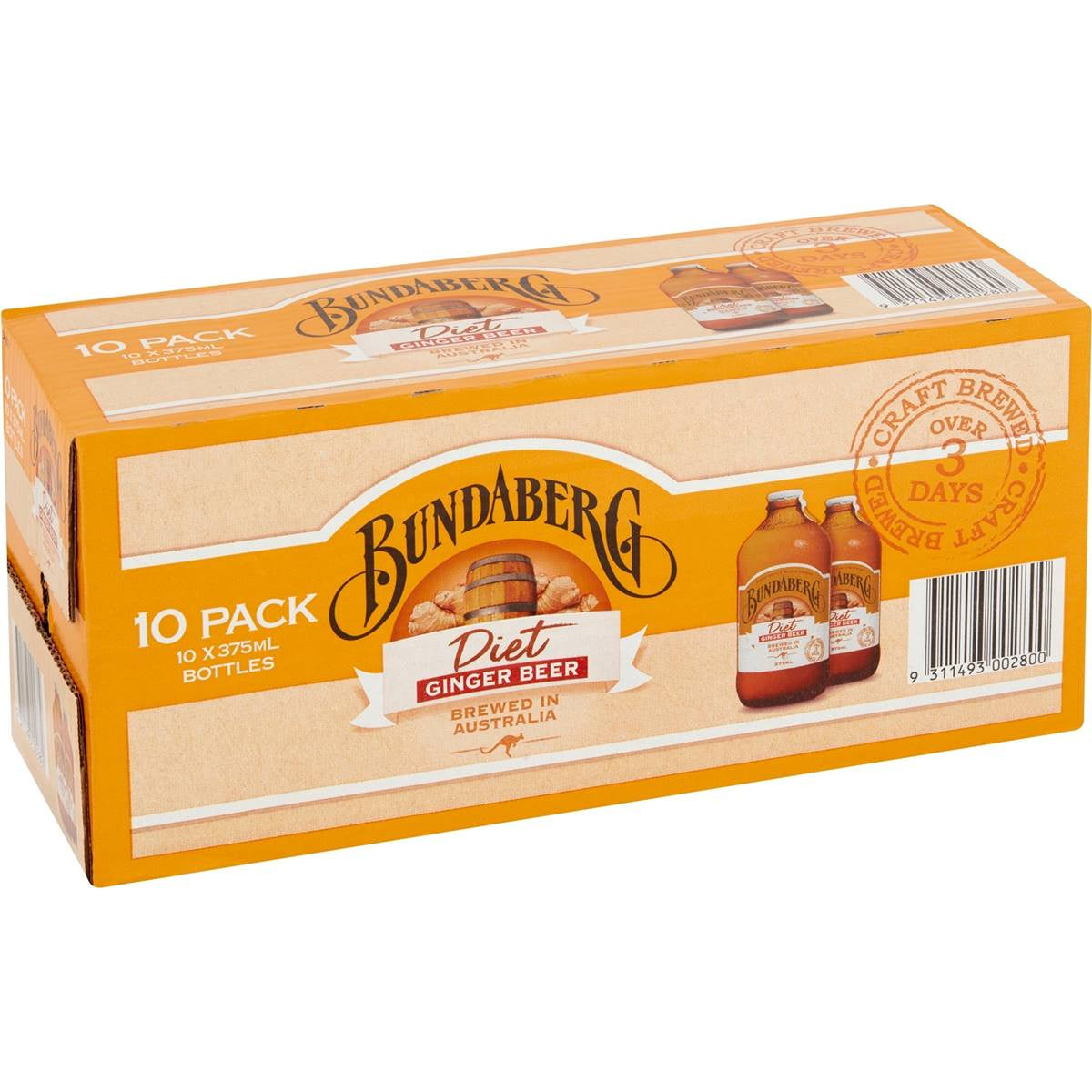 Bundaberg Diet Ginger Beer Bottles 375mL 10pk