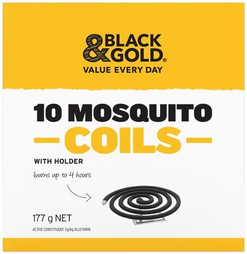 Black & Gold Mosquito Coils with Holder 10pk