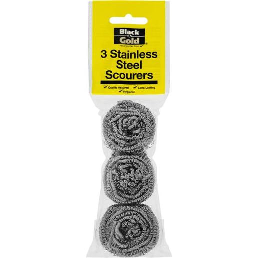 Black & Gold Stainless Steel Scourer 3pk