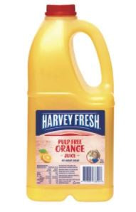 Harvey Fresh 100% Orange Juice Pulp Free 2L