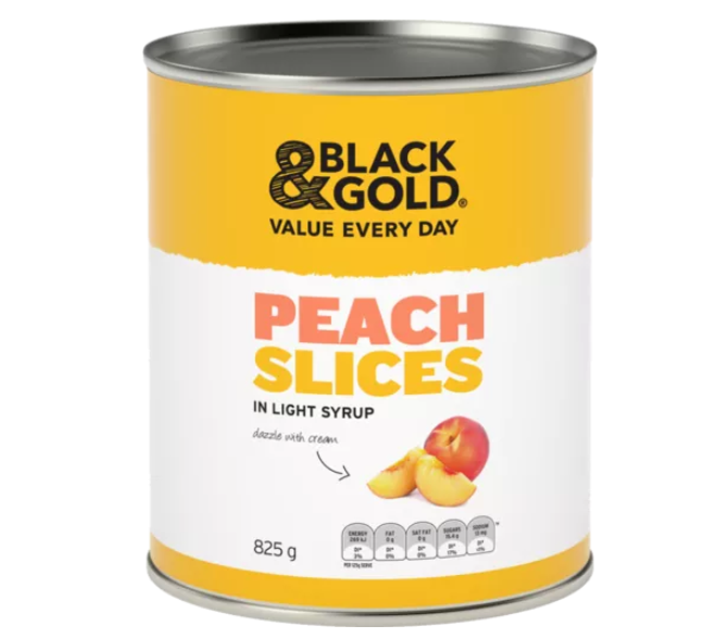 Black & Gold Peach Slices in Light Syrup 825g