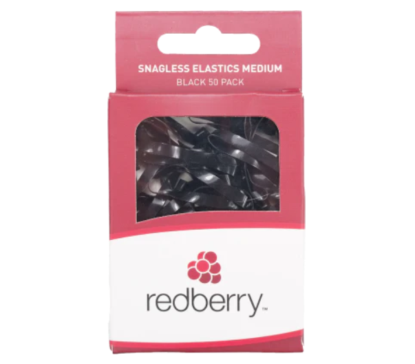 Redberry Medium Black Snagless Elastics 50pk