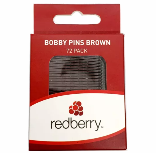 Red Berry Small Brown Bobby Pins 72pk